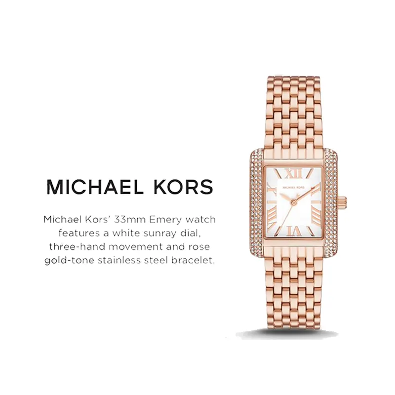 Michael Kors Petite Emery Pavé Rose Gold-Tone Ladies Watch- MK4743